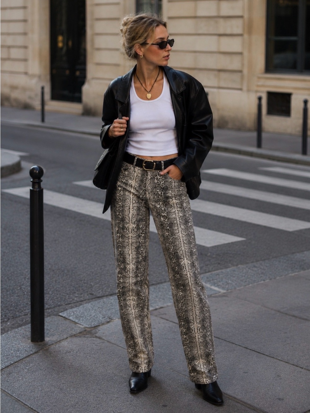 Massimo Dutti Snakeskin Print Pants